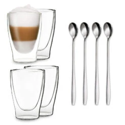 DUOS Doppelwandiges Glas 310 Ml Thermofunktion Inkl. Edelstahl-Löffel