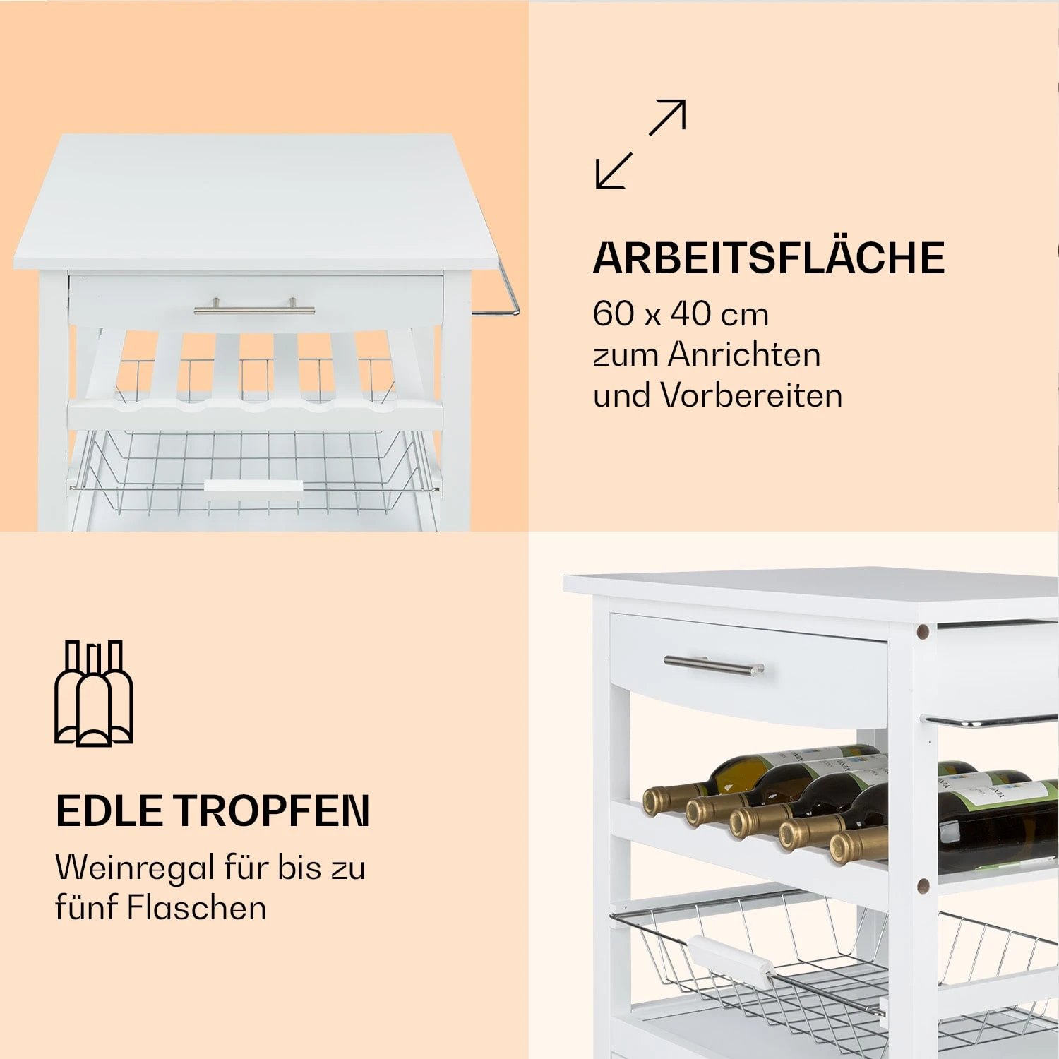 Louisiana Servierwagen Küchenwagen 5 Etagen Holz Handtuchhalter Mobil 5 Louisiana Servierwagen Küchenwagen 5 Etagen Holz Handtuchhalter Mobil - Image 3