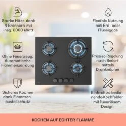 Firetale Gaskochfeld 4-flammig 60 Cm Aluminium-Brenner Inkl. Schlauch Und Druckminderer -kitchentools Verkäufe 10041299 de 0002 usp