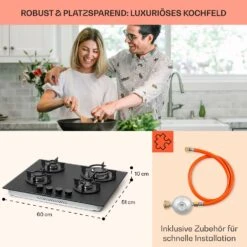 Firetale Gaskochfeld 4-flammig 60 Cm Aluminium-Brenner Inkl. Schlauch Und Druckminderer -kitchentools Verkäufe 10041299 de 0006 usp