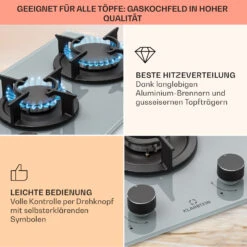 Firetale Gaskochfeld 2-flammig Aluminium-Brenner Erdgas/Propangas Inkl. Schlauch Und Druckminderer -kitchentools Verkäufe 10041301 de 0004 usp