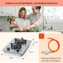 Firetale Gaskochfeld 2-flammig Aluminium-Brenner Erdgas/Propangas Inkl. Schlauch Und Druckminderer -kitchentools Verkäufe 10041301 de 0006 usp