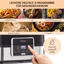 Combo Air Grill-Heißluftfritteuse 5 Programme 1500 Watt 4,5 L Grillkorb 2,5 L Frittierkorb -kitchentools Verkäufe 10041330 de 0003 usp