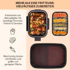 Combo Air Grill-Heißluftfritteuse 5 Programme 1500 Watt 4,5 L Grillkorb 2,5 L Frittierkorb -kitchentools Verkäufe 10041330 de 0004 usp