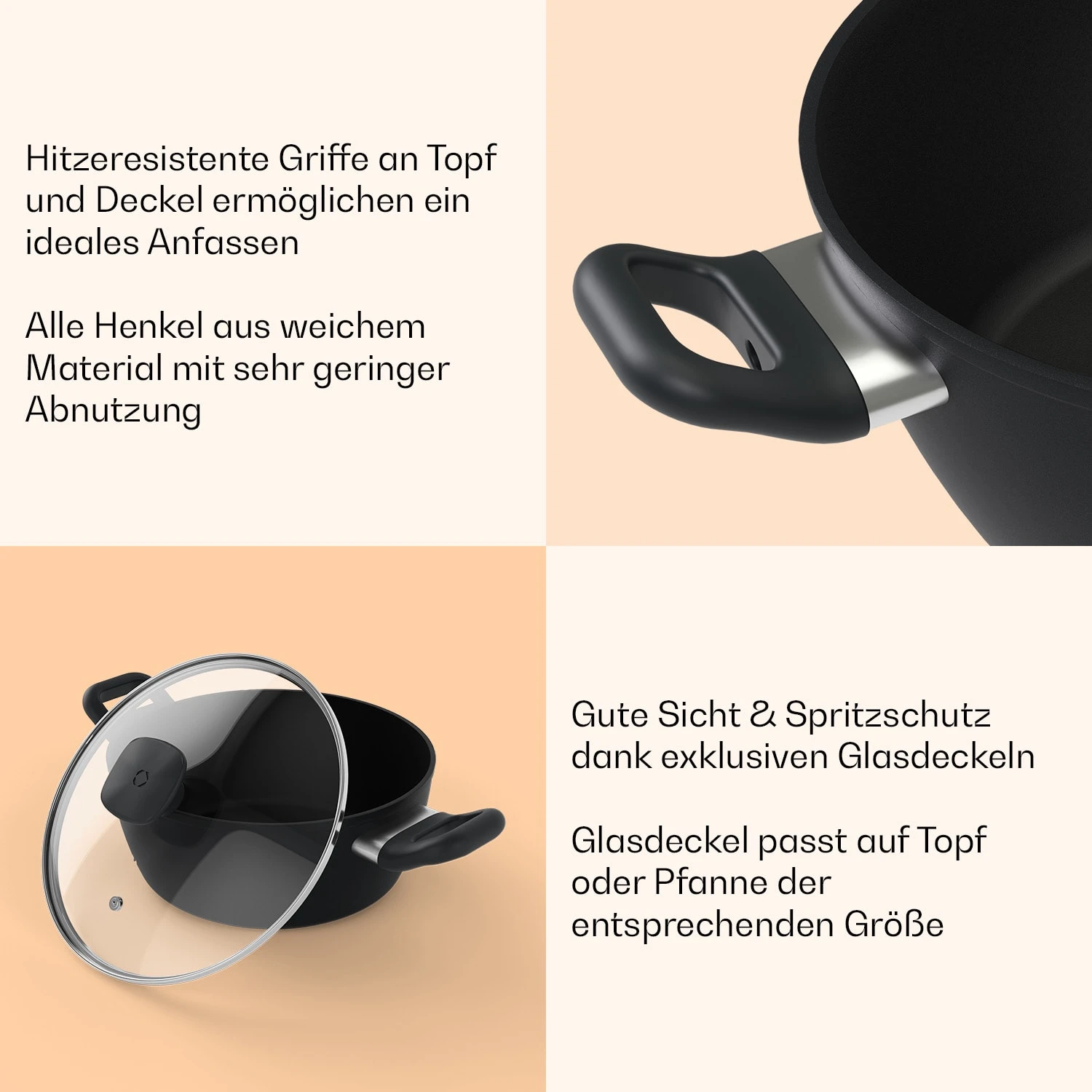 Noto Endurance Kochtopf Ø24cm Geschmiedetes Aluminium Deckel Induktion PTFE-Antihaftbeschichtung 9 Noto Endurance Kochtopf Ø24cm Geschmiedetes Aluminium Deckel Induktion PTFE-Antihaftbeschichtung - Image 7